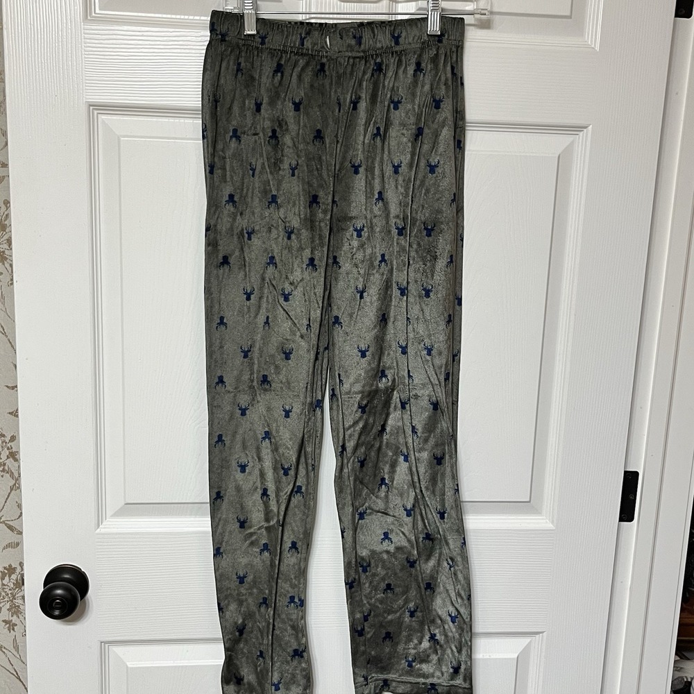 Columbia Green Velour Night‎ Pants With Buck Head Print Boys Small